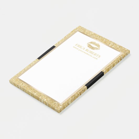 メーキャップアーティストの金ゴールドのグリッターの唇の美容院 ポストイット (アングル)