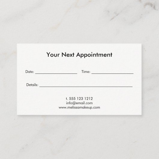 メーキャップアーティストの金ゴールドのグリッターの唇の黒いアポイントメント 予約カード (裏面)