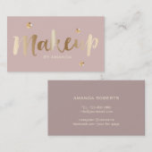 メーキャップアーティストの金ゴールドのスパンコールのエレガントな挨りだらけのピンク 名刺 (正面/裏面)