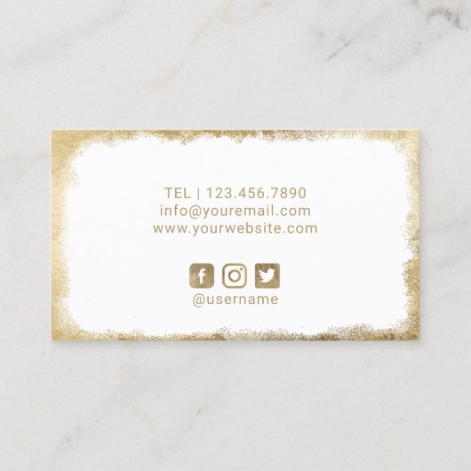 メーキャップアーティストの金ゴールドのラベルのモダンのストライプなサロン 名刺 (裏面)