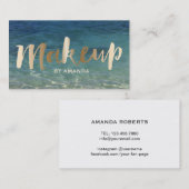 メーキャップアーティストの金ゴールドの原稿のエレガントな夏のビーチ 名刺 (正面/裏面)