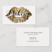 メーキャップアーティストの金ゴールドの唇のモダンの原稿 名刺 (正面/裏面)