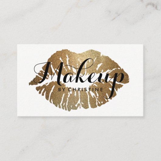 メーキャップアーティストの金ゴールドの唇のモダンの原稿 名刺 (正面)