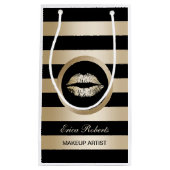 メーキャップアーティストの金ゴールドの唇の化粧品のディストリビューター スモールペーパーバッグ (正面)