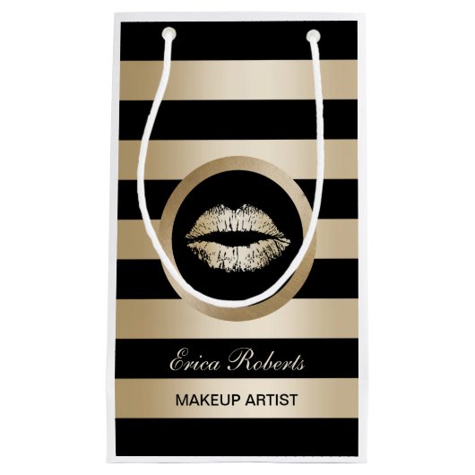 メーキャップアーティストの金ゴールドの唇の化粧品のディストリビューター スモールペーパーバッグ (正面)