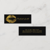メーキャップアーティストの金ゴールドの唇 スキニー名刺 (正面/裏面)
