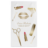 メーキャップアーティストの金ゴールドの美容院の化粧品 スモールペーパーバッグ (裏面)