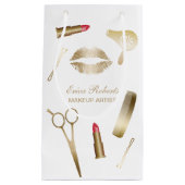 メーキャップアーティストの金ゴールドの美容院の化粧品 スモールペーパーバッグ (正面)