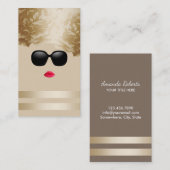 メーキャップアーティストの金ゴールドの花のサングラスの美しいの女の子 名刺 (正面/裏面)