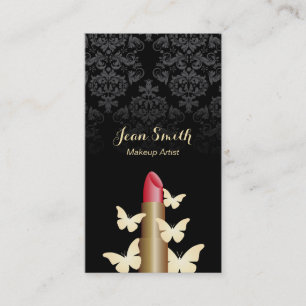 メーキャップアーティストの金ゴールドの蝶ヴィンテージのダマスク織 名刺