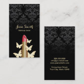 メーキャップアーティストの金ゴールドの蝶ヴィンテージのダマスク織 名刺 (正面/裏面)
