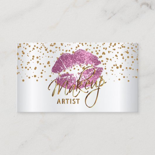 メーキャップアーティストの金紙吹雪及びそうピンクの唇 名刺 (正面)