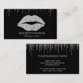 メーキャップアーティストの銀のグリッターの唇 名刺 (正面/裏面)