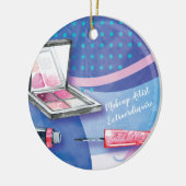 メーキャップアーティストの非凡な美しいのスタイリスト セラミックオーナメント (左)