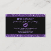 メーキャップアーティストの魅力的なすみれ色のアイシャドウの名刺 名刺 (裏面)