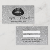 メーキャップアーティストの黒のグリッターの唇の銀製の紹介 紹介カード (正面/裏面)