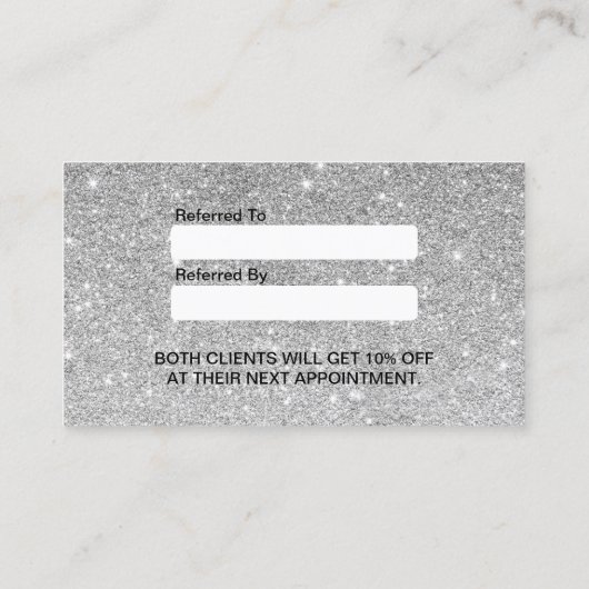 メーキャップアーティストの黒のグリッターの唇の銀製の紹介 紹介カード (裏面)