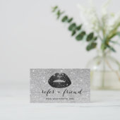 メーキャップアーティストの黒のグリッターの唇の銀製の紹介 紹介カード (スタンド正面)