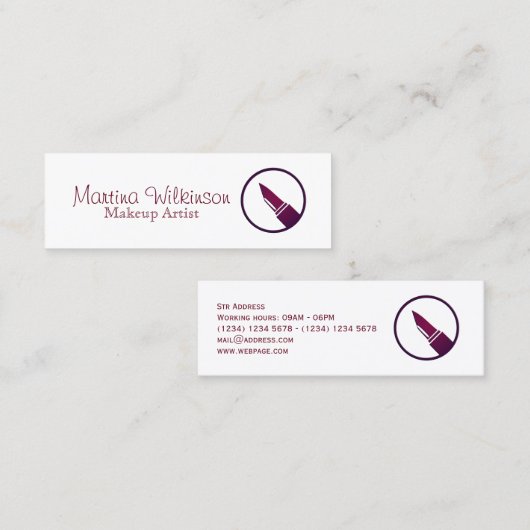 メーキャップアーティストのlipsticスタイルカバー スキニー名刺 (正面/裏面)