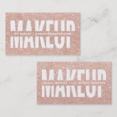 メーキャップアーティストはタイポグラフィのばら色の金ゴールドのグリッターを切り取りました 名刺 (正面/裏面)