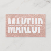 メーキャップアーティストはタイポグラフィのばら色の金ゴールドのグリッターを切り取りました 名刺 (裏面)