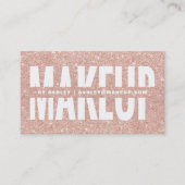 メーキャップアーティストはタイポグラフィのばら色の金ゴールドのグリッターを切り取りました 名刺 (正面)