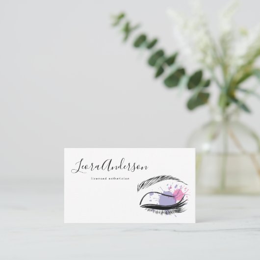 メーキャップアーティストはMicrobladingの水彩画を打ちます 名刺 (スタンド正面)