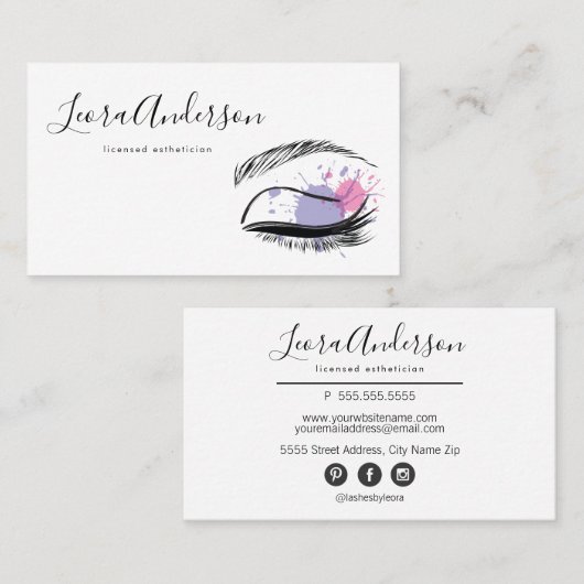メーキャップアーティストはMicrobladingの水彩画を打ちます 名刺 (正面/裏面)