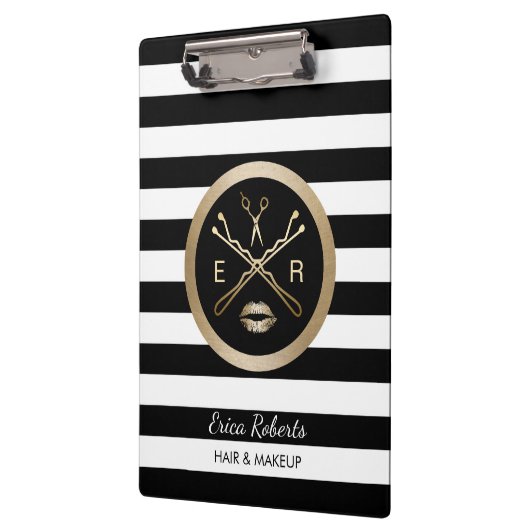 メーキャップアーティスト及び美容師のモダンは縞で飾ります クリップボード (左)