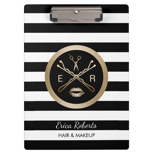 メーキャップアーティスト及び美容師のモダンは縞で飾ります クリップボード (正面)