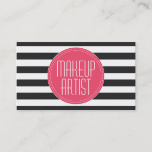 メーキャップアーティスト黒い及び白のストライプの名刺 名刺