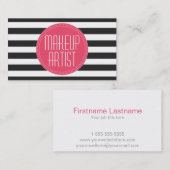 メーキャップアーティスト黒い及び白のストライプの名刺 名刺 (正面/裏面)