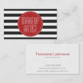 メーキャップアーティスト黒い及び白のストライプの名刺 名刺 (正面/裏面)
