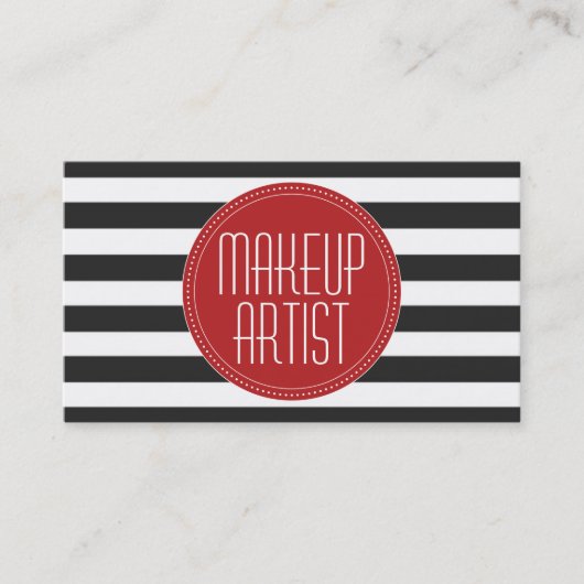 メーキャップアーティスト黒い及び白のストライプの名刺 名刺 (正面)