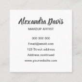 メーキャップアーティスト/サロンのタイポグラフィのシンプルのトレンディー スクエア名刺 (裏面)