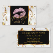 メーキャップアーティスト-白い大理石の金ゴールドのアクセント 名刺 (正面/裏面)