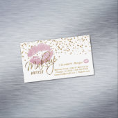 メーキャップアーティスト-金ゴールドの紙吹雪およびピンクの唇2 マグネット名刺 (インサイチュ)