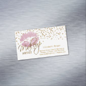 メーキャップアーティスト-金ゴールドの紙吹雪およびピンクの唇2 マグネット名刺 (インサイチュ)