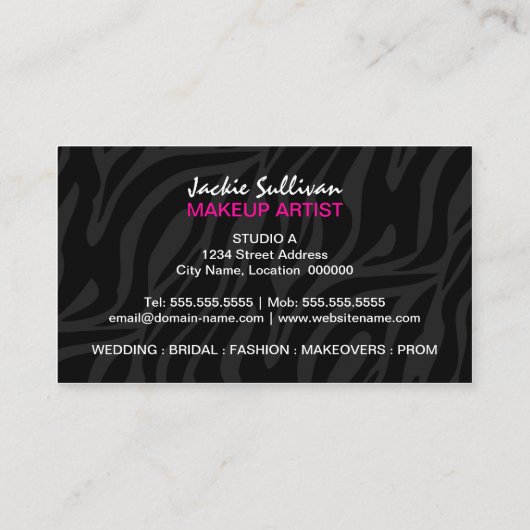 メーキャップアーティストMUA 名刺 (裏面)