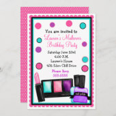 メーキャップオーバー誕生日招待状 招待状 (正面/裏面)