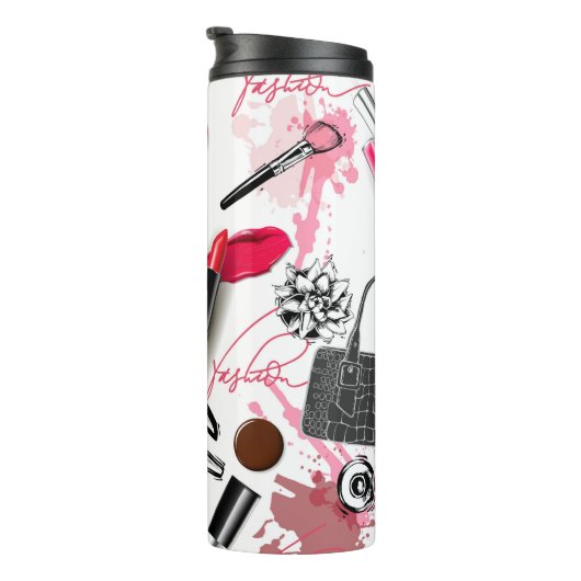 メークアップを伴うシームレス絵を描なパターン タンブラー (回転右)