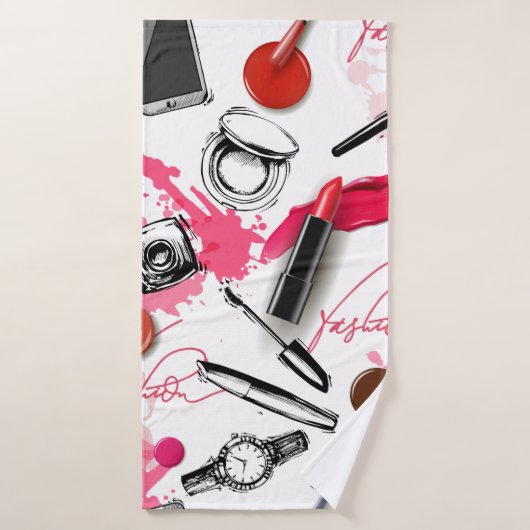 メークアップを伴うシームレス絵を描なパターン バスタオル (バスタオル)