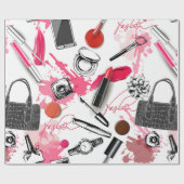 メークアップを伴うシームレス絵を描なパターン ラッピングペーパー (フラット)