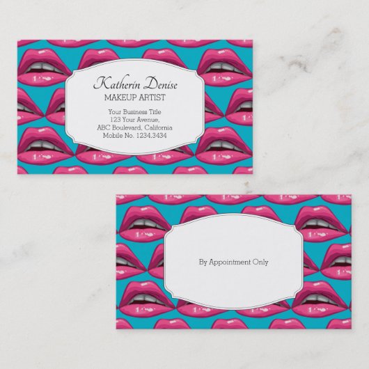 メークアップアーティストアポップ・アートのートピンクリップス名刺 名刺 (正面/裏面)