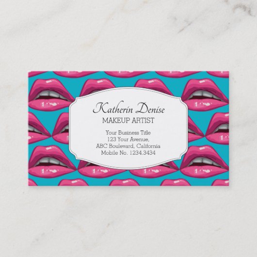 メークアップアーティストアポップ・アートのートピンクリップス名刺 名刺 (正面)