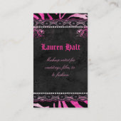 メークアップアーティストクラウンNレースゼブラレッドピンク 名刺 (裏面)