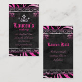 メークアップアーティストクラウンNレースゼブラレッドピンク 名刺 (正面/裏面)