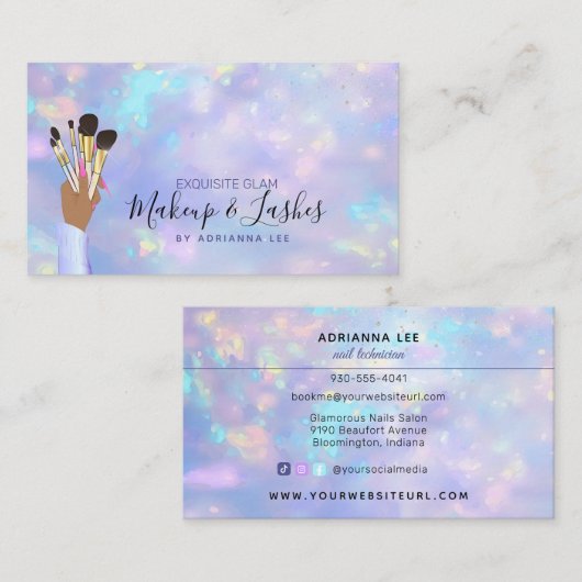 メークアップアーティストビューティシャンムア美しいサロンオパル 名刺 (正面/裏面)