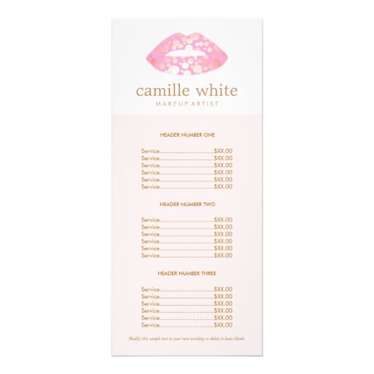 メークアップアーティストピンクと金ゴールドリップピンクの価格表 ラックカード (正面)
