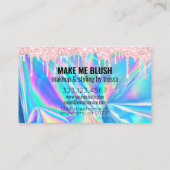 メークアップアーティストピンクグリッタードリップスホログラフィックブルー 名刺 (裏面)